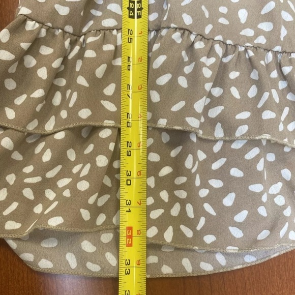 Shein Women’s Beige Tan Polka Dot V-Neck Shirred Waist Mini Dress Size Medium - Picture 13 of 13